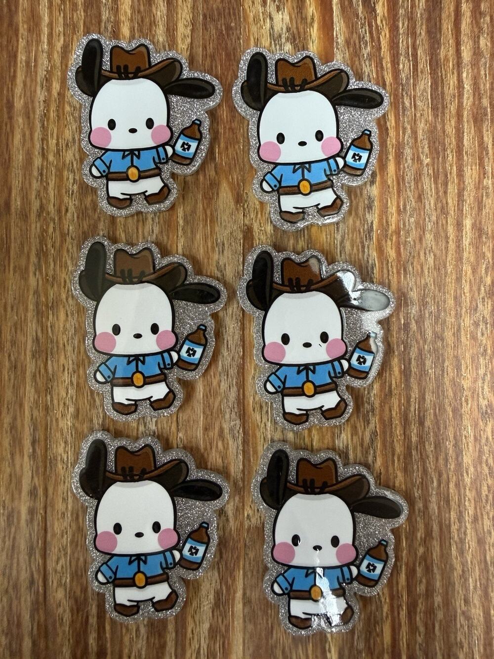 6 Pc Cowboy Pochacco Acrylic Flatbacks